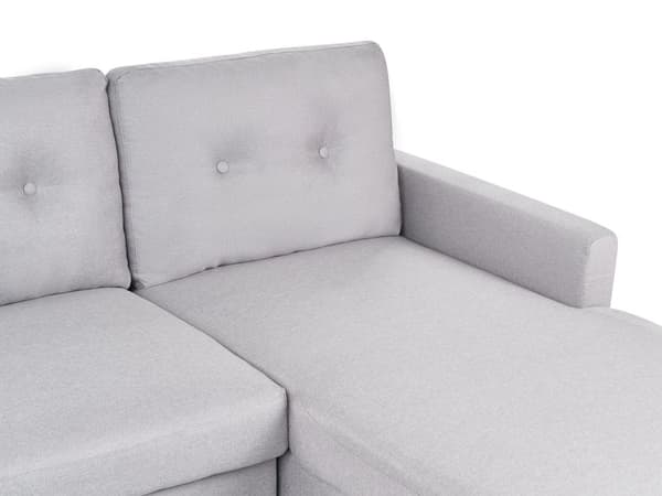 Venstrevendt Hjørnesovesofa Lysegrå 3 personers med Sovefunktion og Opbevaring Quiltet Skandinavisk Stil