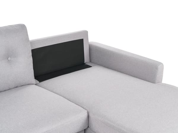 Venstrevendt Hjørnesovesofa Lysegrå 3 personers med Sovefunktion og Opbevaring Quiltet Skandinavisk Stil