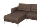 Miniatyrbillede 6 af 8: Sofa Chaiselong Mørkebrun Polyester med Skumfyld og Sølv Krom Metal Ben 5 personers Moderne U-formet modul Fodstøtte med Sovefunktion