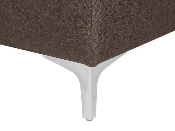 Sofa Chaiselong Mørkebrun Polyester med Skumfyld og Sølv Krom Metal Ben 5 personers Moderne U-formet modul Fodstøtte med Sovefunktion