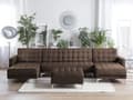 Miniatyrbillede 2 af 8: Sofa Chaiselong Mørkebrun Polyester med Skumfyld og Sølv Krom Metal Ben 5 personers Moderne U-formet modul Fodstøtte med Sovefunktion