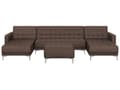 Miniatyrbillede 1 af 8: Sofa Chaiselong Mørkebrun Polyester med Skumfyld og Sølv Krom Metal Ben 5 personers Moderne U-formet modul Fodstøtte med Sovefunktion