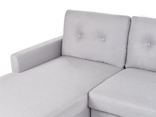 Højrevendt Hjørnesovesofa Lysegrå 3 Personers med Sovefunktion og Opbevaring Quiltet Skandinavisk Stil