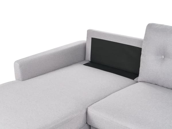 Højrevendt Hjørnesovesofa Lysegrå 3 Personers med Sovefunktion og Opbevaring Quiltet Skandinavisk Stil