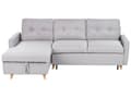 Miniatyrbillede 1 af 11: Højrevendt Hjørnesovesofa Lysegrå 3 Personers med Sovefunktion og Opbevaring Quiltet Skandinavisk Stil
