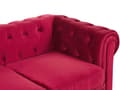 Pikkukuva 7 / 11: Sohva tummanpunainen 201 x 70 x 75 cm samettiverhoilu kolmelle chesterfield