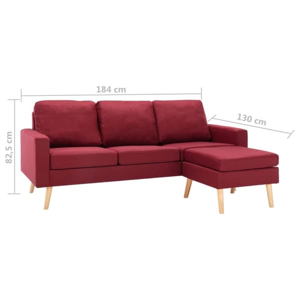 vidaXL 3-personers sofa med fodskammel stof vinrød