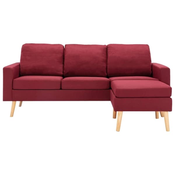 vidaXL 3-personers sofa med fodskammel stof vinrød