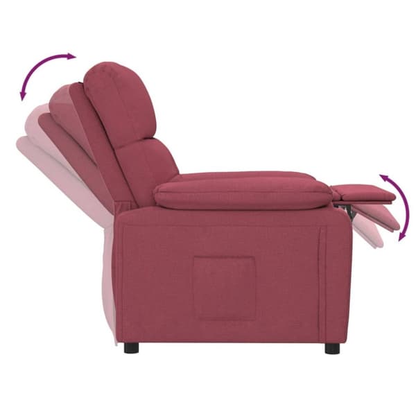 vidaXL Reclinerfåtölj vinröd tyg