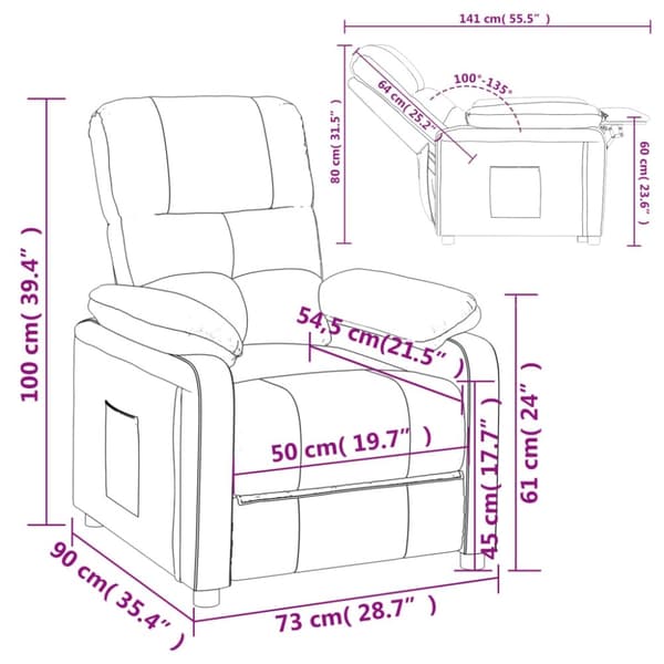 vidaXL Reclinerfåtölj brun tyg