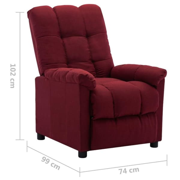 vidaXL Reclinerfåtölj vinröd tyg