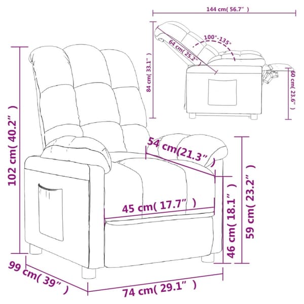 vidaXL Reclinerfåtölj vinröd tyg