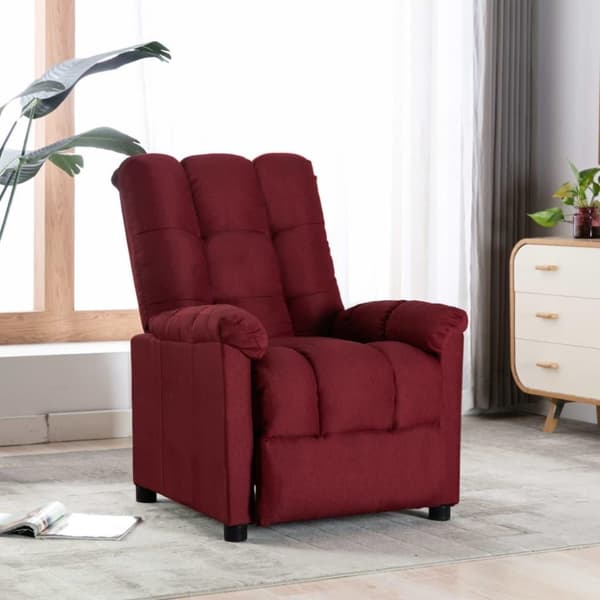 vidaXL Reclinerfåtölj vinröd tyg