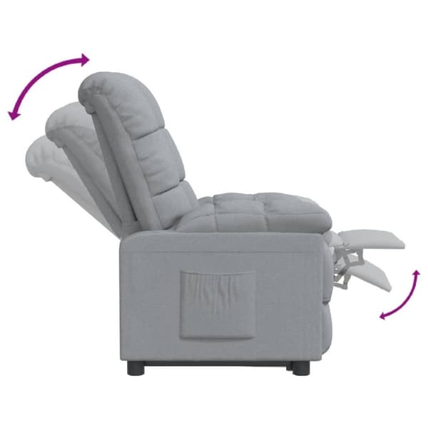 vidaXL Reclinerfåtölj ljusgrå tyg