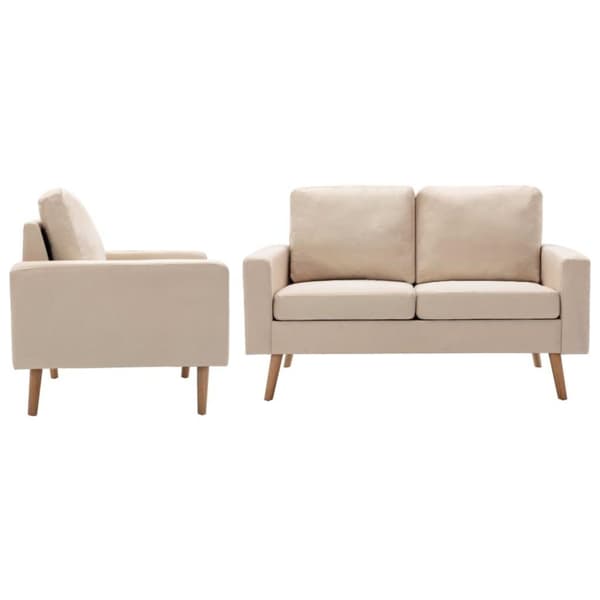 vidaXL 3056617 2 Piece Sofa Set Fabric Cream (288696+288706)