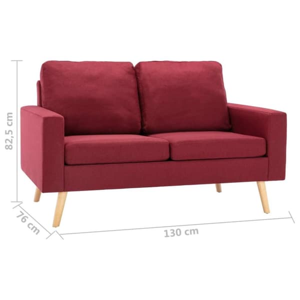 vidaXL 3056621 2 Piece Sofa Set Fabric Wine Red (288700+288710)