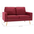 Miniatyrbillede 10 af 10: vidaXL 3056621  2 Piece Sofa Set Fabric Wine Red (288700+288710)