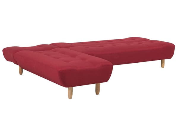 Sovesofa med Chaiselong Rød 4 Personers Sofa L Formet Dyb Sofaseng Siddemøbel Blød Stofsofa Design Hjørnesovesofa