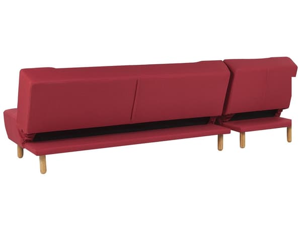 Sovesofa med Chaiselong Rød 4 Personers Sofa L Formet Dyb Sofaseng Siddemøbel Blød Stofsofa Design Hjørnesovesofa