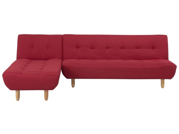 Sovesofa med Chaiselong Rød 4 Personers Sofa L Formet Dyb Sofaseng Siddemøbel Blød Stofsofa Design Hjørnesovesofa