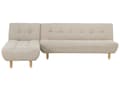 Miniatyrbillede 1 af 10: Sovesofa med Chaiselong Beige 4 Personers Sofa L Formet Dyb Sofaseng Siddemøbel Blød Stofsofa Design Hjørnesovesofa