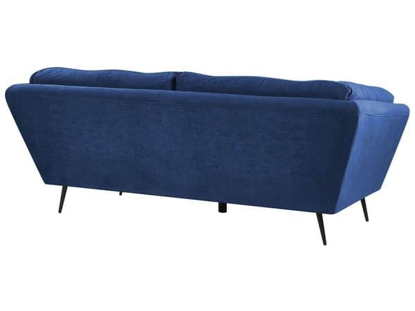 Soffa Blå Sammet Metall Ben 210 x 90 cm med Kuddar Retro