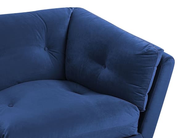 Soffa Blå Sammet Metall Ben 210 x 90 cm med Kuddar Retro