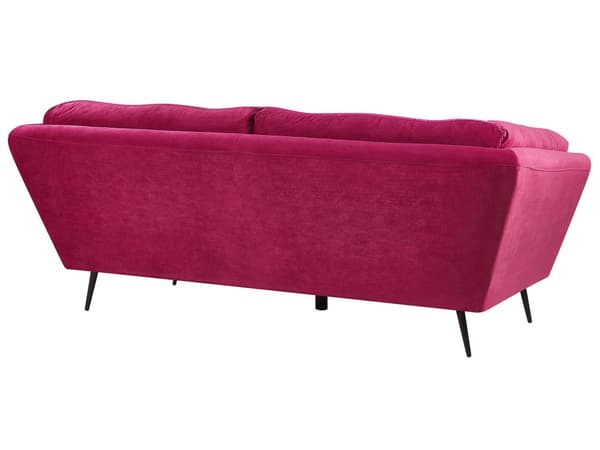 Soffa Vinröd Sammet Metall Ben 210 x 90 cm med Kuddar Retro