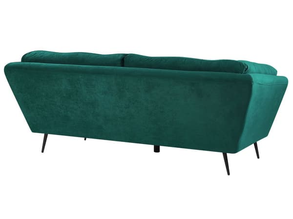 Soffa Smaragdgrön Sammet Metall Ben 210 x 90 cm med Kuddar Retro