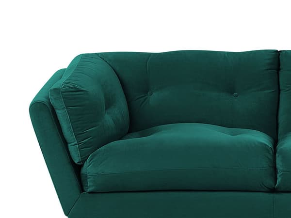 Soffa Smaragdgrön Sammet Metall Ben 210 x 90 cm med Kuddar Retro