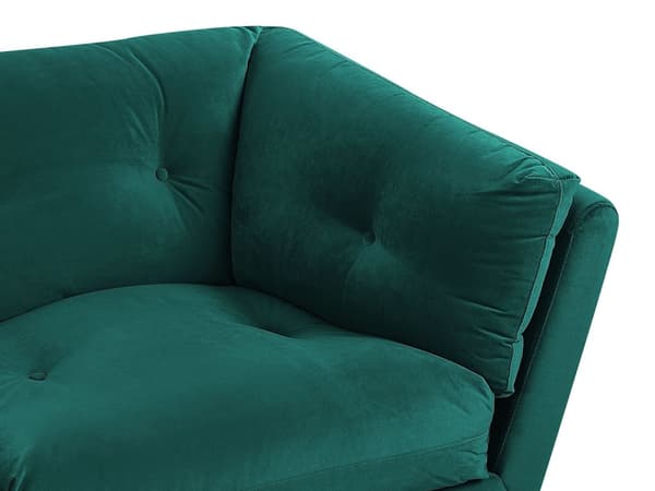 Soffa Smaragdgrön Sammet Metall Ben 210 x 90 cm med Kuddar Retro
