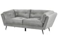 Pikkukuva 4 / 9: Sohva harmaa sametti verhoilu 3 hengelle 210 x 90 cm metallijalat retro tyyli