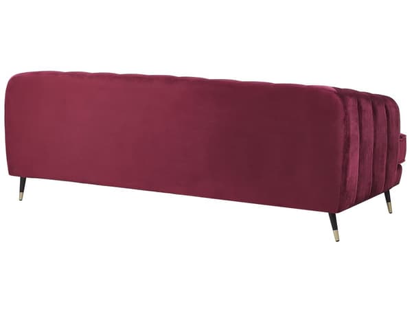 Sohva punainen kangas verhoilu 3 hengelle 195 x 70 cm chesterfield retro tyyli