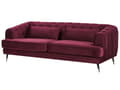 Pikkukuva 5 / 9: Sohva punainen kangas verhoilu 3 hengelle 195 x 70 cm chesterfield retro tyyli