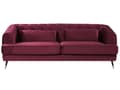 Pikkukuva 1 / 9: Sohva punainen kangas verhoilu 3 hengelle 195 x 70 cm chesterfield retro tyyli