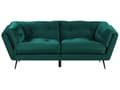 Pikkukuva 1 / 9: Sohva vihreä sametti verhoilu 3 hengelle 210 x 90 cm metallijalat retro tyyli