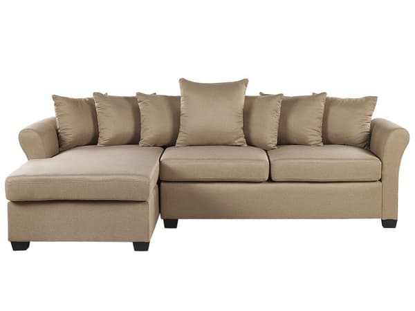 Hörnsoffa Beige tyg Svarta Ben Minimalistisk Stil Vardagsrum