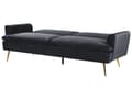 Miniatyrbillede 6 af 11: Sort 3-personers sovesofa med sovefunktion og gyldne retro ben
