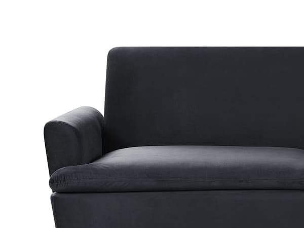 Sort 3-personers sovesofa med sovefunktion og gyldne retro ben