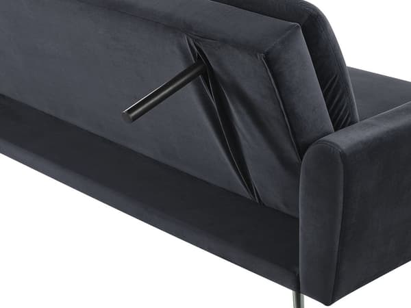 Sort 3-personers sovesofa med sovefunktion og gyldne retro ben