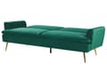 Miniatyrbillede 6 af 11: Mørkegrøn 3-personers sovesofa med sovefunktion og gyldne retro ben