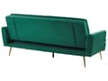 Miniatyrbillede 7 af 11: Mørkegrøn 3-personers sovesofa med sovefunktion og gyldne retro ben