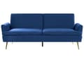 Miniatyrbillede 1 af 11: Navy blå 3-personers sovesofa med sovefunktion og gyldne retro ben