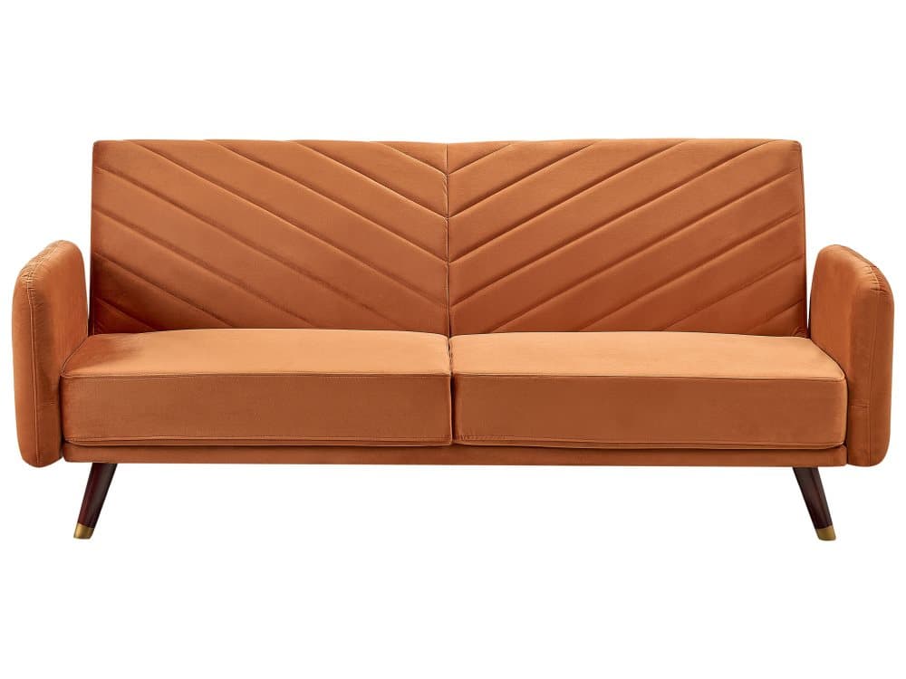 Bäddsoffa 3-sits sammet orange SENJA