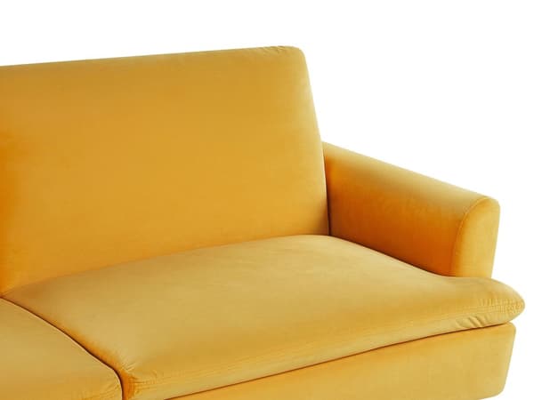 Sammet Bäddsoffa Gul 3-sits Klick Klack Gyllene Metall Ben