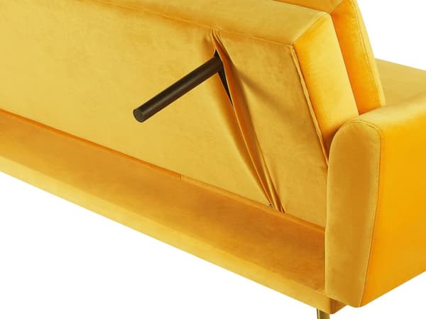 Sammet Bäddsoffa Gul 3-sits Klick Klack Gyllene Metall Ben