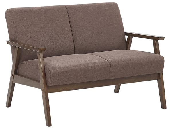 Soffa Brun Polyester Klädsel 2-sits Retro Design Träram Vardagsrumsoffa