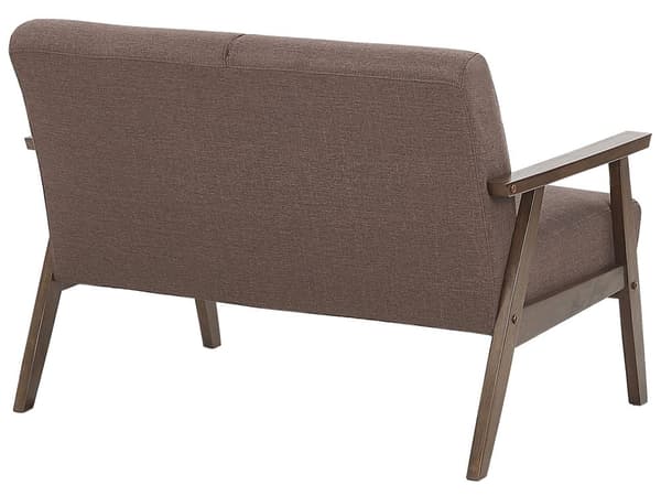 Soffa Brun Polyester Klädsel 2-sits Retro Design Träram Vardagsrumsoffa
