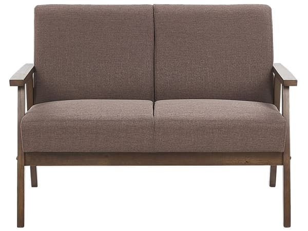 Soffa Brun Polyester Klädsel 2-sits Retro Design Träram Vardagsrumsoffa