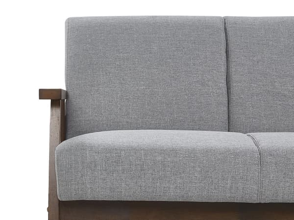 Soffa Grå Polyester Klädsel 2-sits Retro Design Träram Vardagsrumsoffa